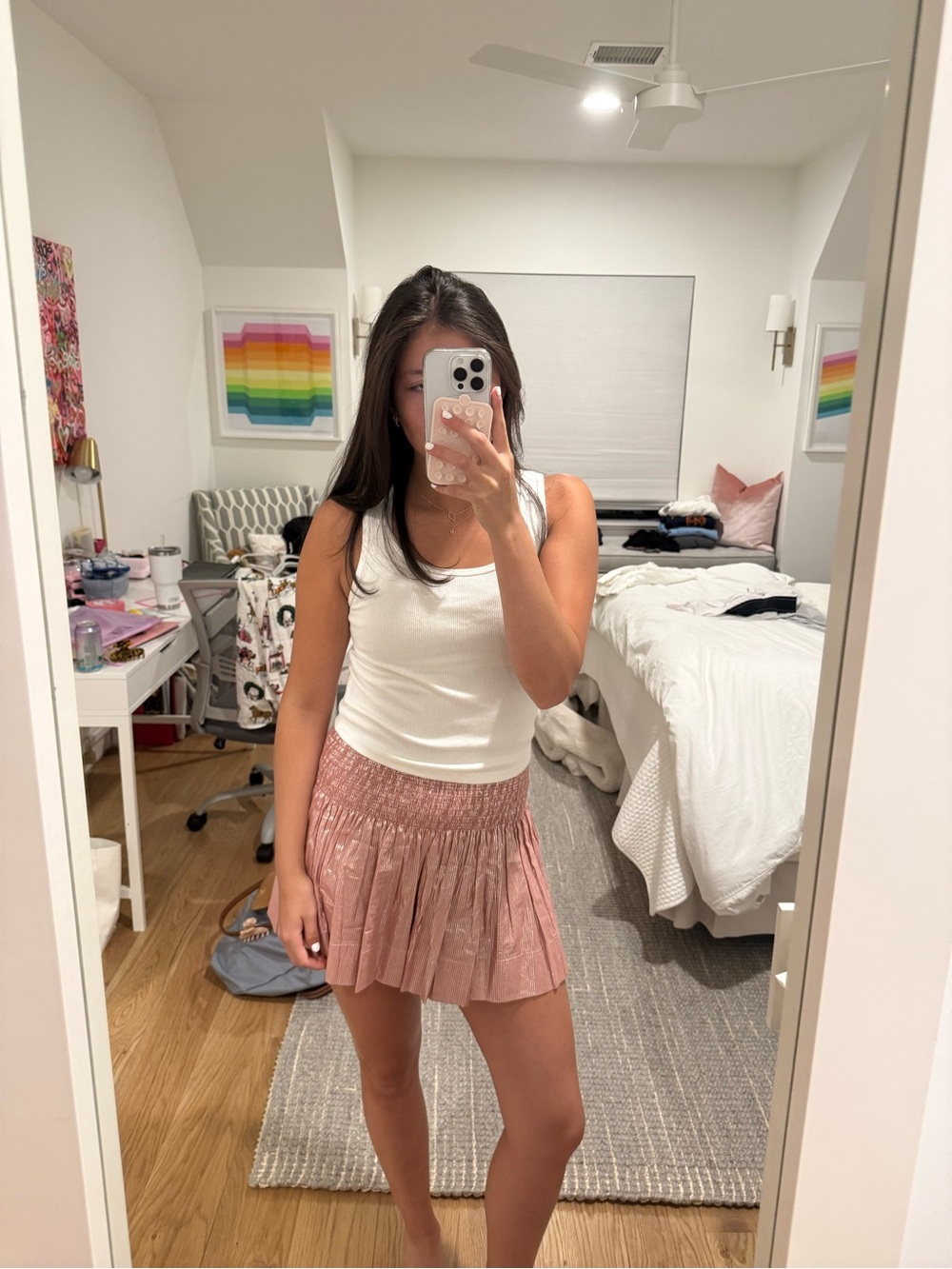 KOCH Smocked Waist Pleated Mini Skirt